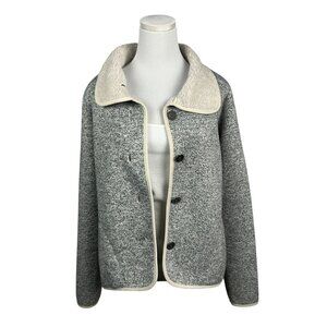 Columbia Sweater Jacket Womens Small Grey‎ Cream Darling Days Fleece Button Up